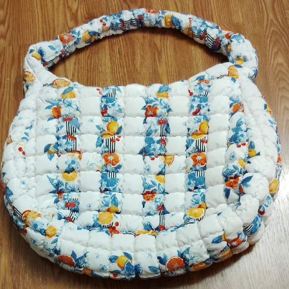 Free People Movement Printed Carryall Floral Quilted Tote Bag Tangerine Dream Fp - Picture 3 of 15